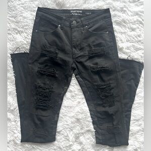 Street Jeans – Distressed Stacked Fit Black Jeans